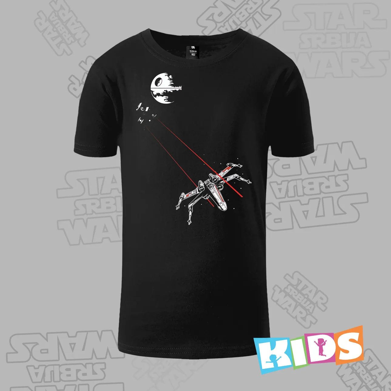 Dečija majica kratkih rukava crna - X-Wing Tie Figher dogfight