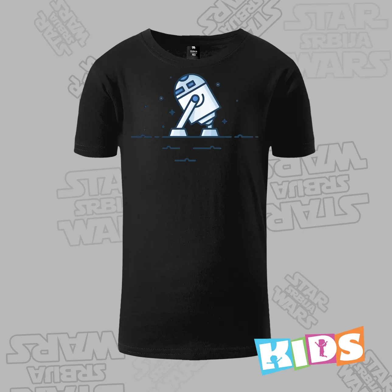 Dečija majica kratkih rukava crna - R2D2 ride