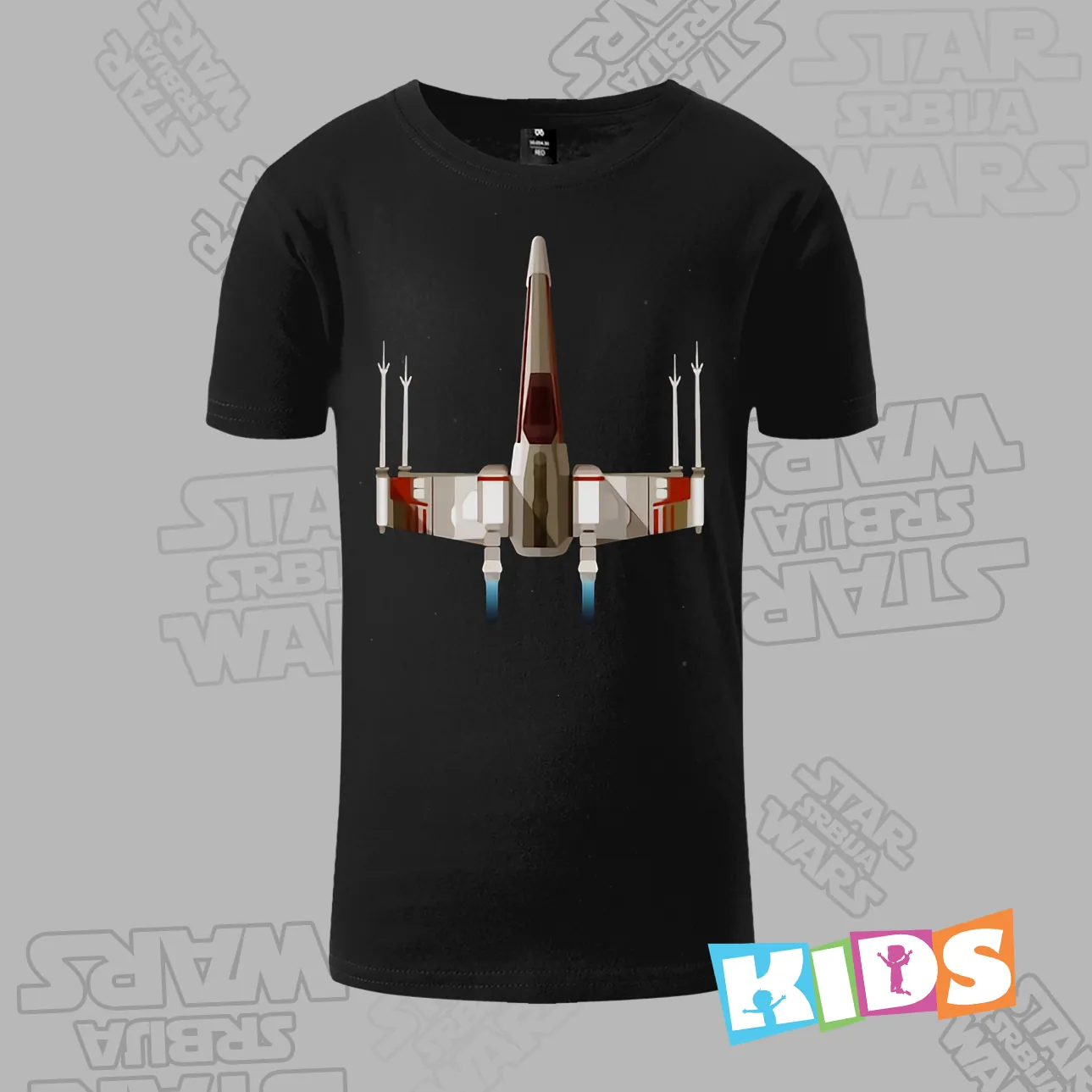 Dečija majica kratkih rukava crna - X-Wing