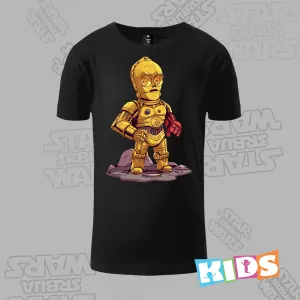 Dečija majica kratkih rukava crna – C-3PO droid cartoonish