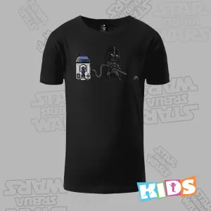 Dečija majica kratkih rukava crna - Darth R2D2 usisvač