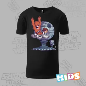 Dečije majica kratkih rukava crna – Wookiee i Han Solo party time