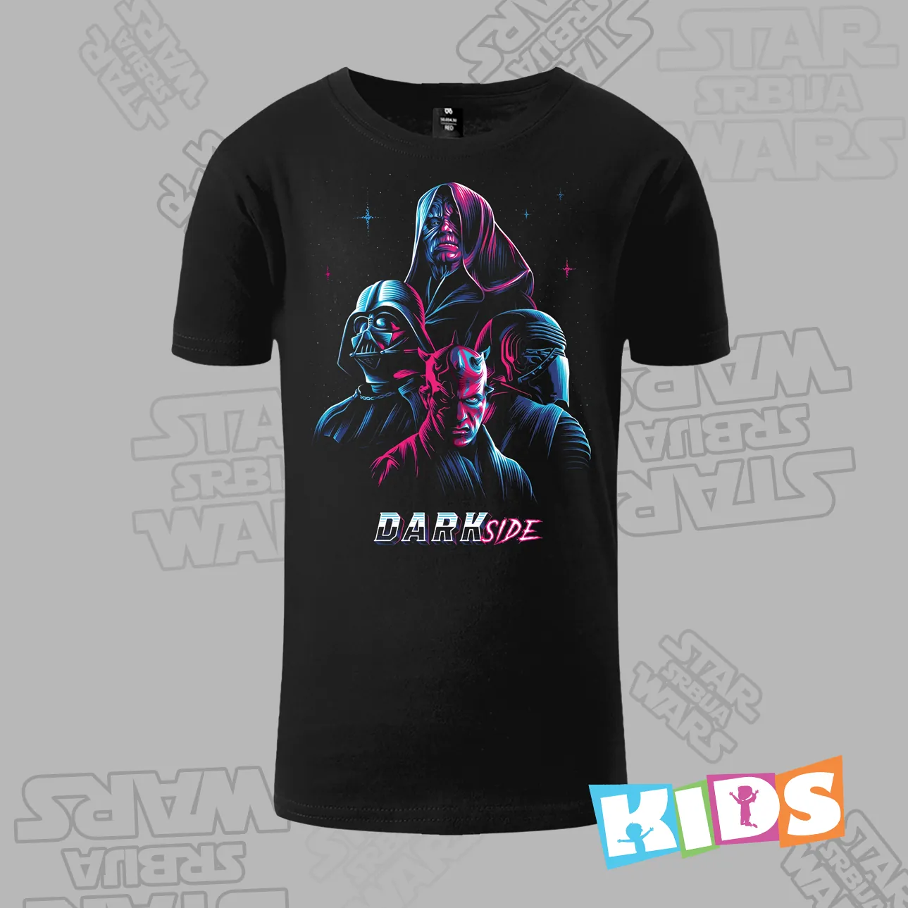 Dečija majica kratkih rukava crna – Dark Side neon night