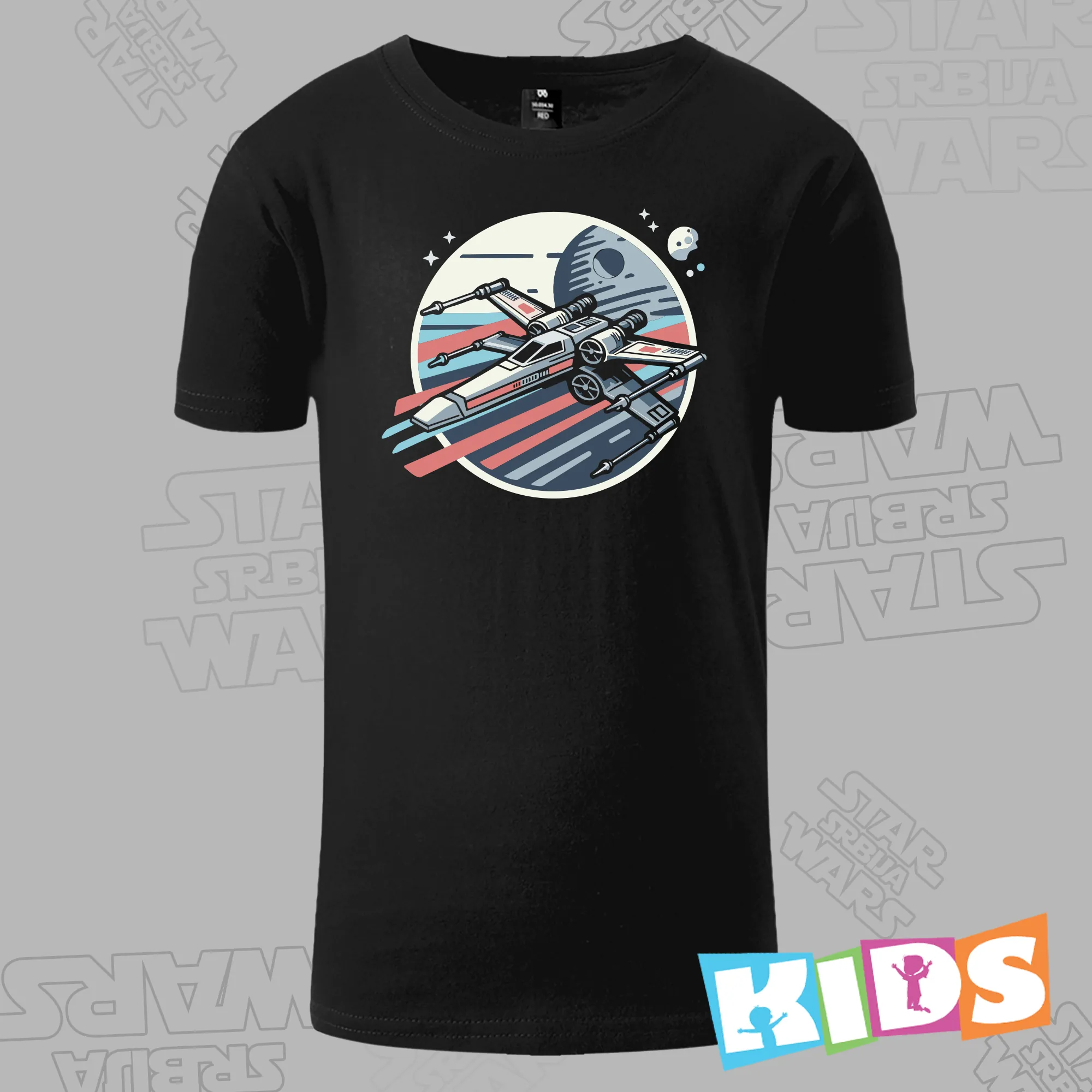Dečija majica kratkih rukava crna – X-wing fly