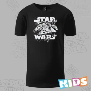 Dečija Majica kratkih rukava crna – Millennium falcon black and white Dečija Majica kratkih rukava crna – Millennium falcon black and white