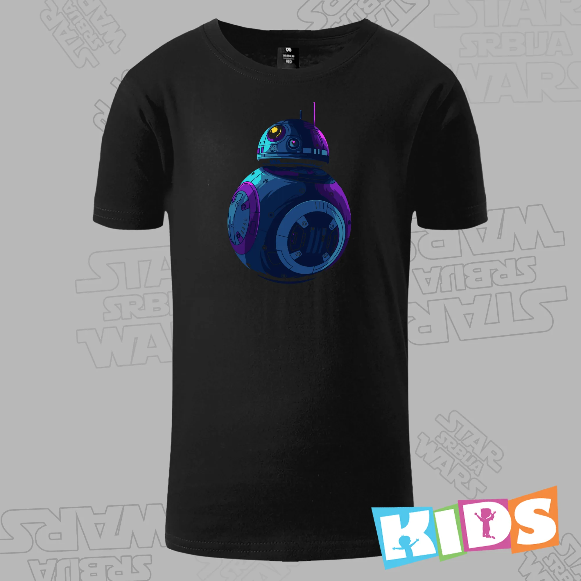 Dečija Majica kratkih rukava crna – BB8 neon night