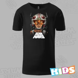 Dečija Majica kratkih rukava crna – Luke Skywalker flying X wing
