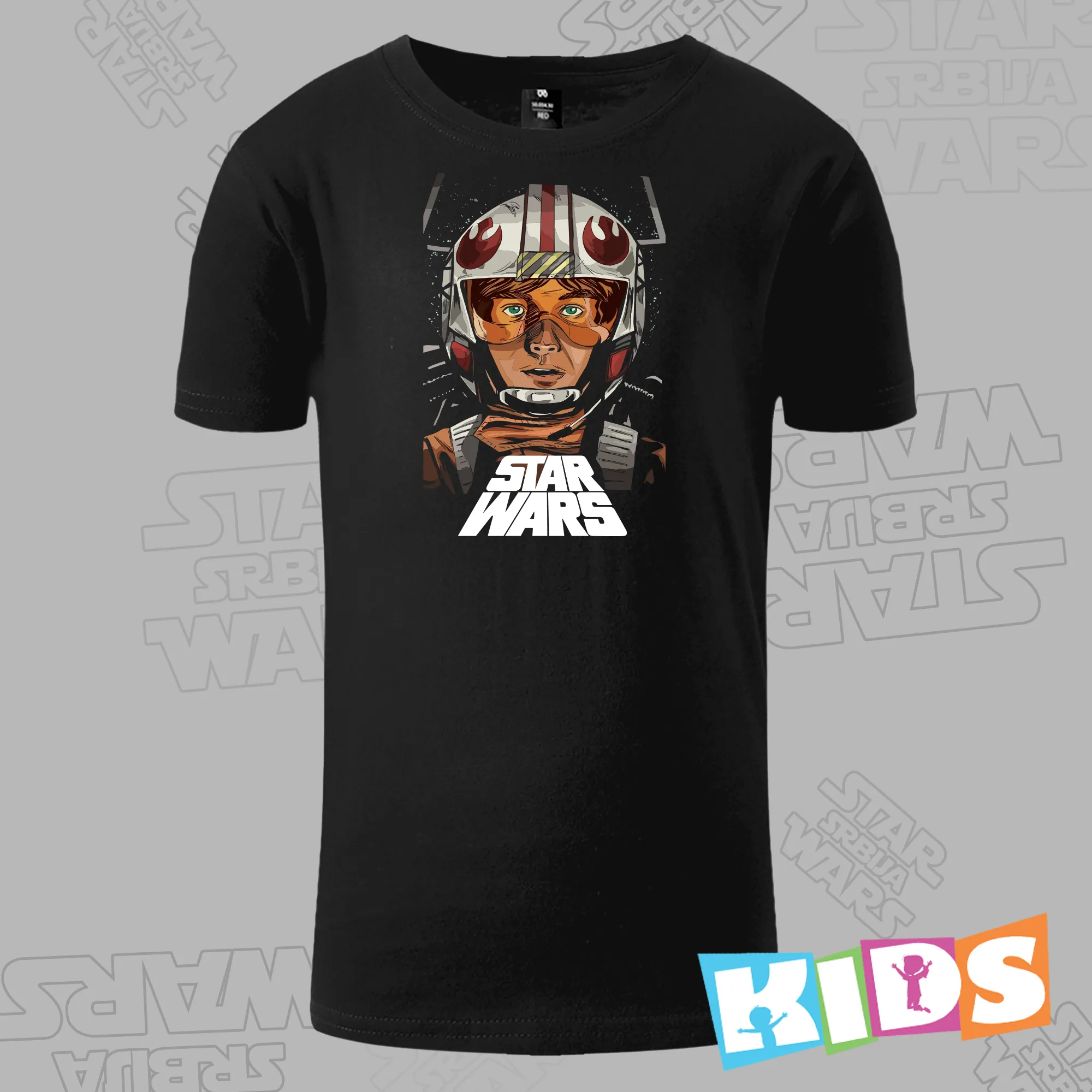 Dečija Majica kratkih rukava crna – Luke Skywalker flying X wing